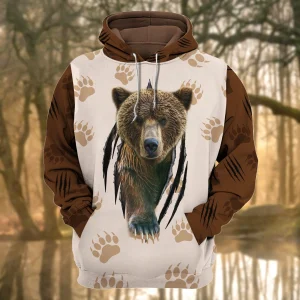 Brown Bear Torn All Over Printed Unisex Shirt