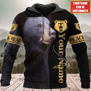 Personalized Name Black Bear All Over Printed Unisex Shirt