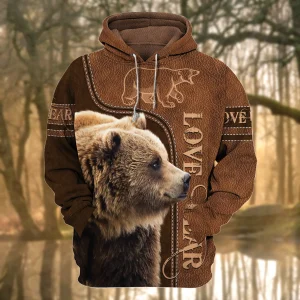 Love Bear Leather Pattern All Over Printed Unisex Shirt